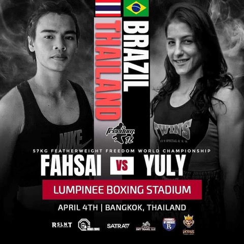 Fighters Fahsai and Yuly prepare for Muay Thai match at Lumpinee Stadium